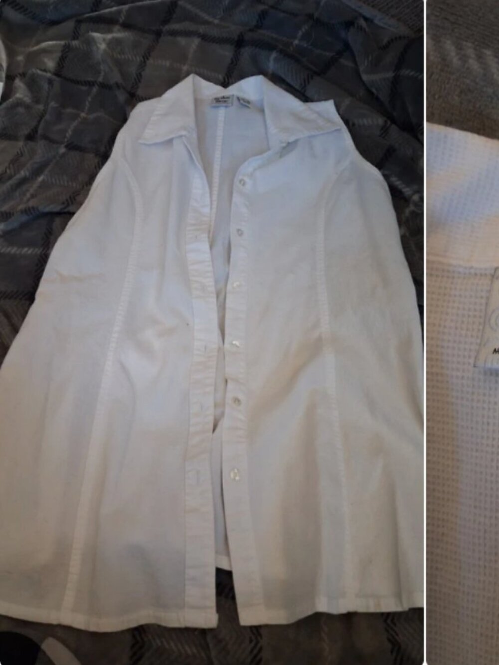 Sleeveless button up maternity shirt